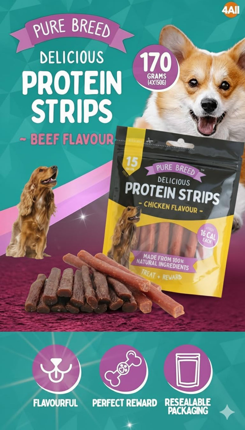 Premium Chicken Fillets for Dogs 170 G – Natural Dried Treats for Dogs, High Protein & Grain Free Dog Fillets – Healthy Dog Food Dry Snack for Training & Rewards (Chicken)