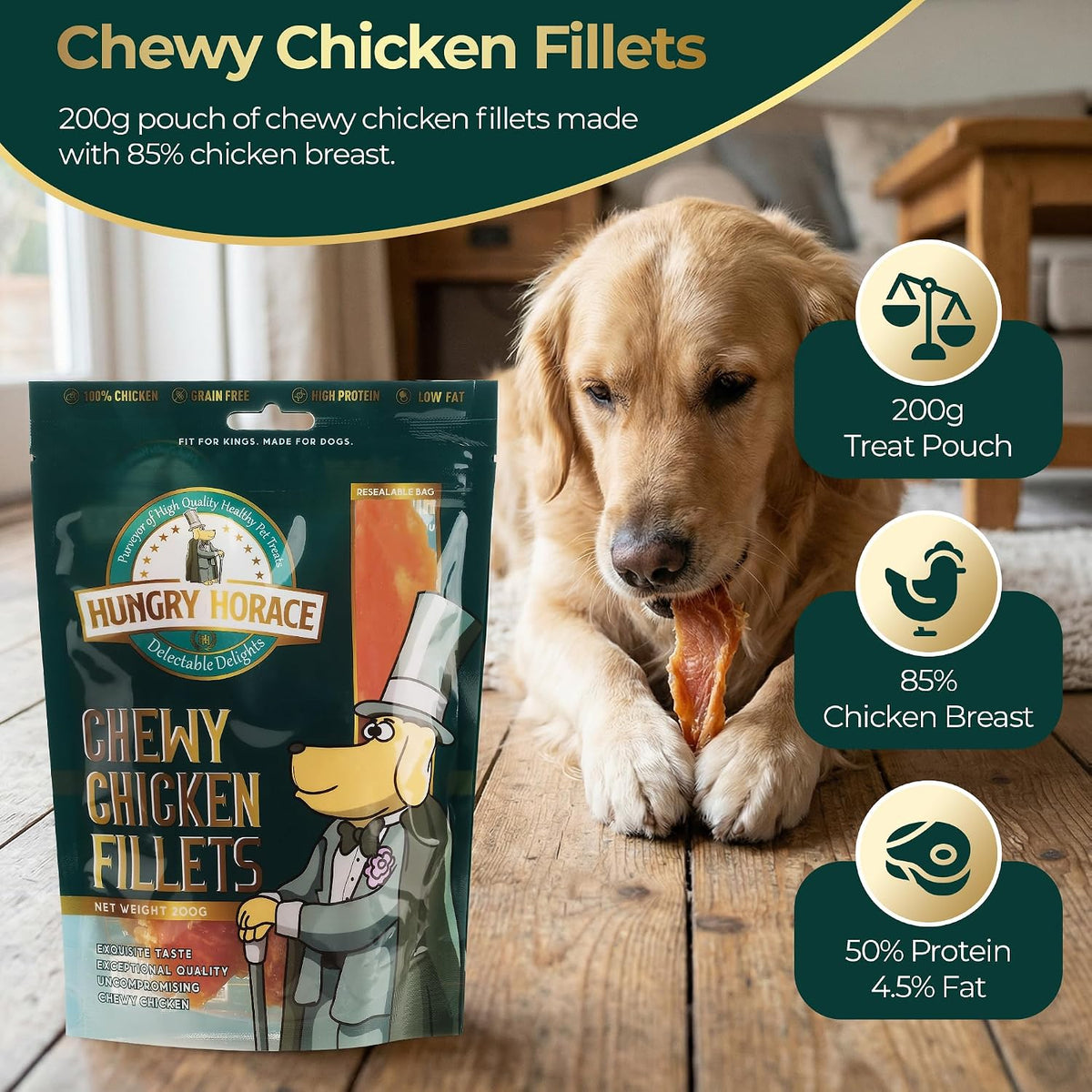 Chewy Chicken Fillets Dog Treats, 200G