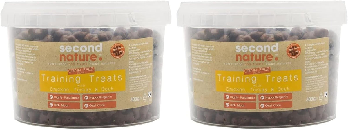 High Meat Grain Free Dog Training Treats: Chicken, Turkey & Duck 300G - Natural Puppy Treats & Healthy Dog Treats for Small Dogs & Large Dogs (Pack of 2)