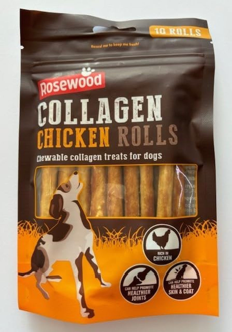 Small Collagen Chicken Rolls Dog Treats, 10 X Stick Treats (Single 70G Packet).