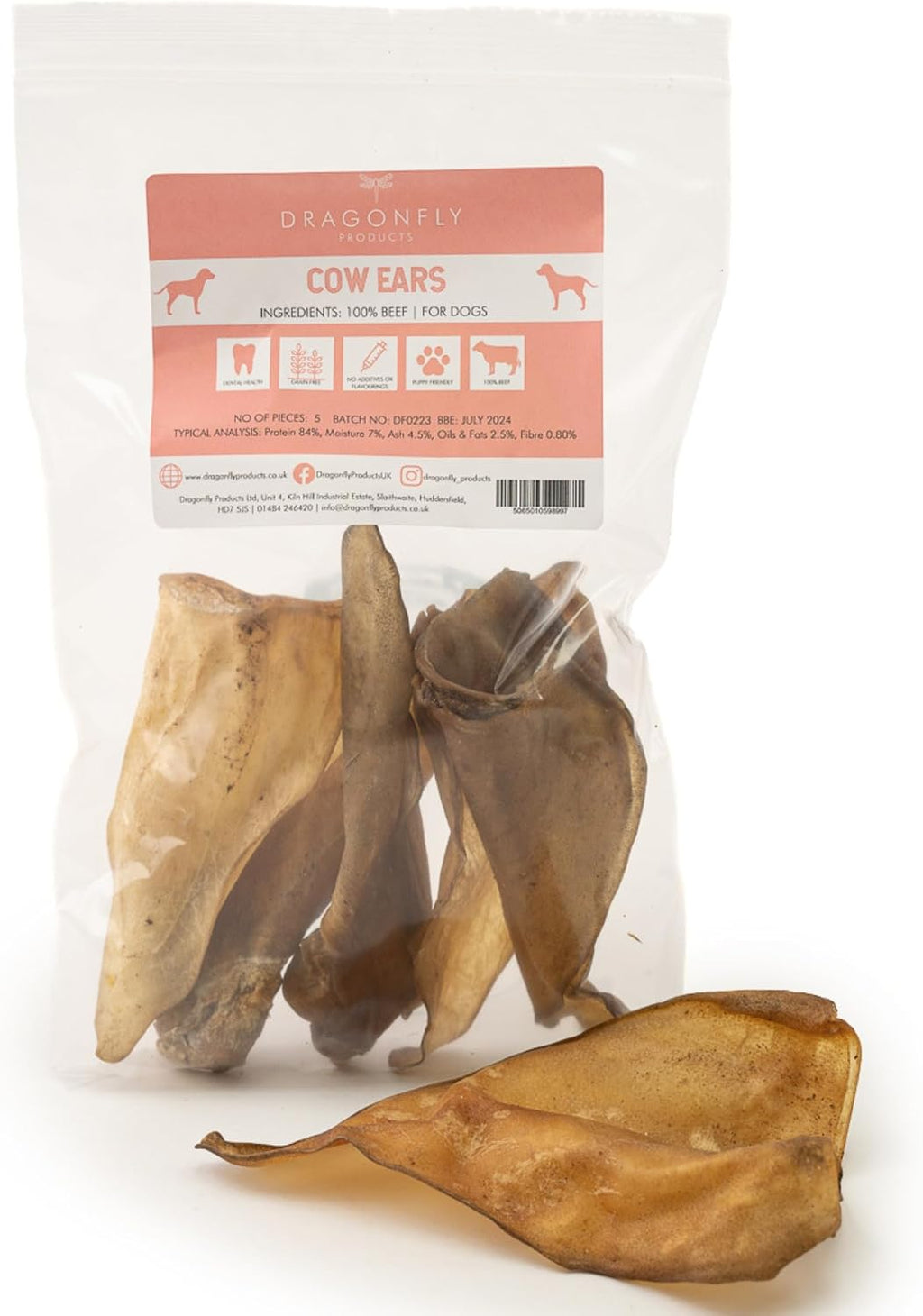 Cow Ears for Dogs & Puppies, Natural Low Fat Dental Chew