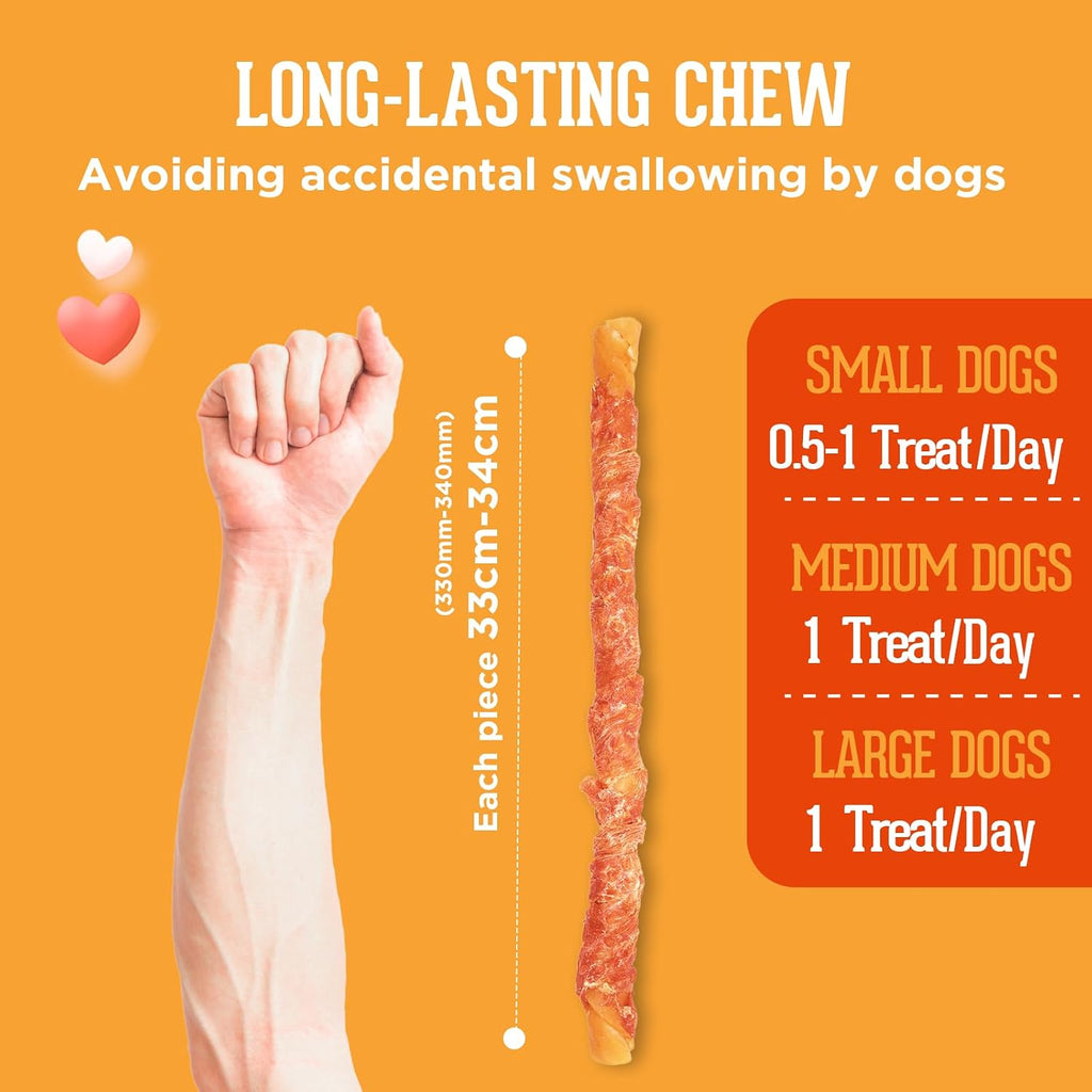 Dog Treats for Large Dogs, 2 Pack*315G (3 Sticks Included), Chicken Wrapped Rawhide Dog Chews Long Lasting, Low-Fat and High in Protein