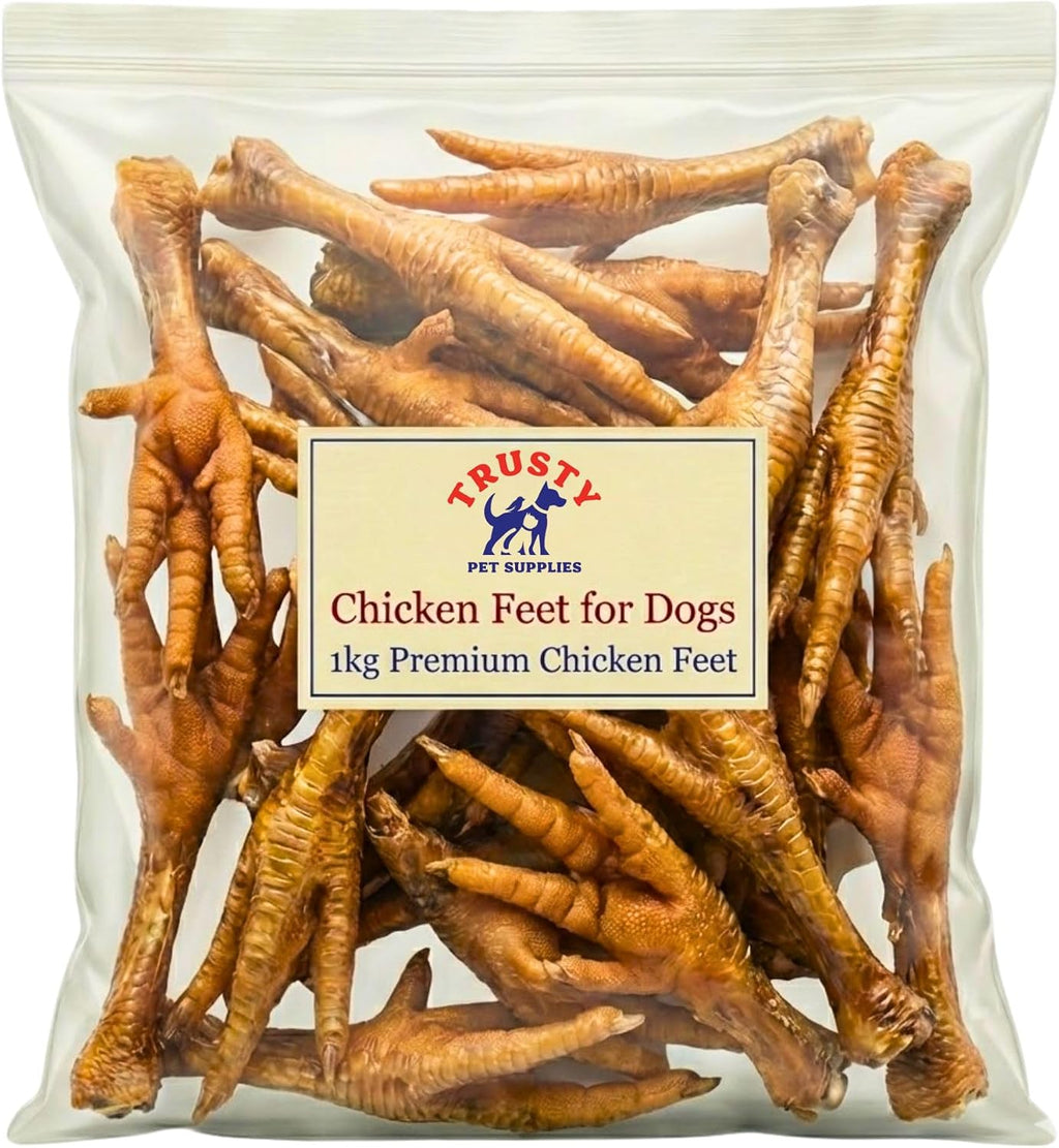 Chicken Feet for Dogs - 1Kg | Natural Dog Treat | Hypoallergenic & Grain Free | High in Glucosamine & Calcium | Natural Chews | Chicken Feet Dog Treats for Large & Small Dogs | by  Pet Supplies