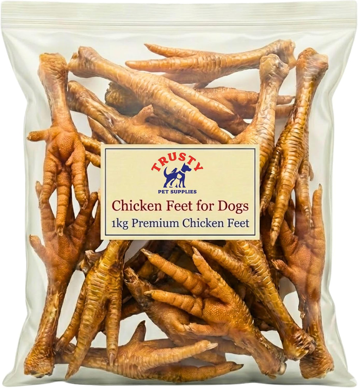 Chicken Feet for Dogs - 1Kg | Natural Dog Treat | Hypoallergenic & Grain Free | High in Glucosamine & Calcium | Natural Chews | Chicken Feet Dog Treats for Large & Small Dogs | by  Pet Supplies