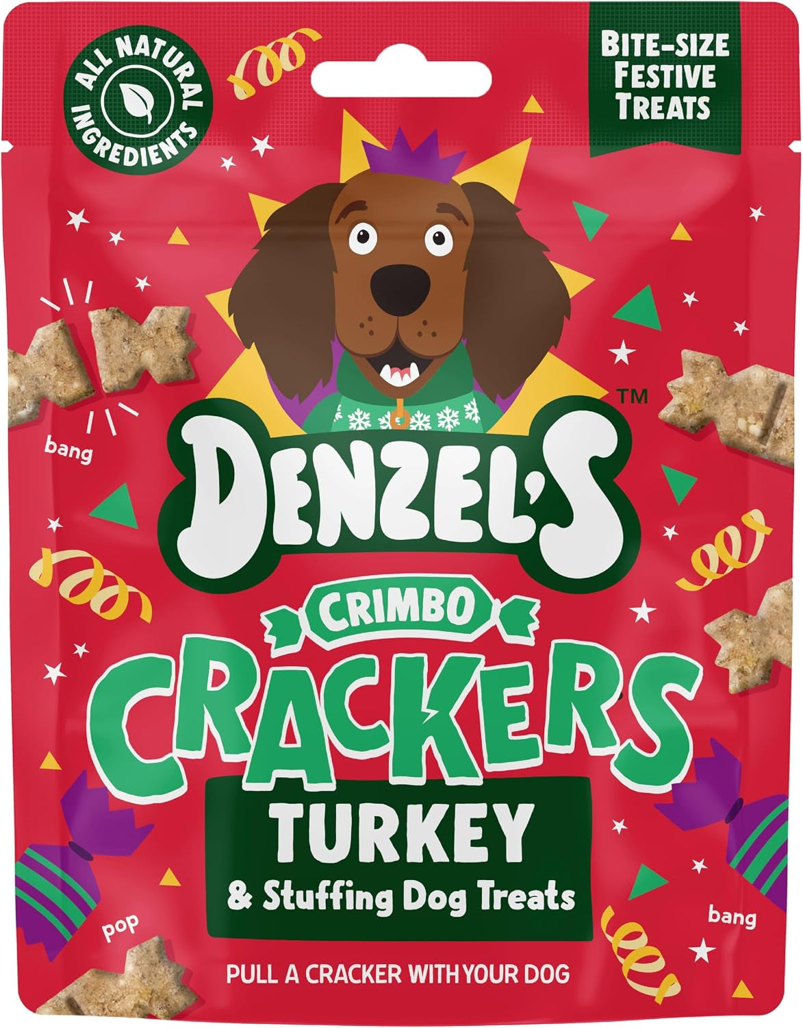 All Natural Dog Treats - Crimbo Crackers - Turkey & Stuffing Dog Treats (6 X 90G)