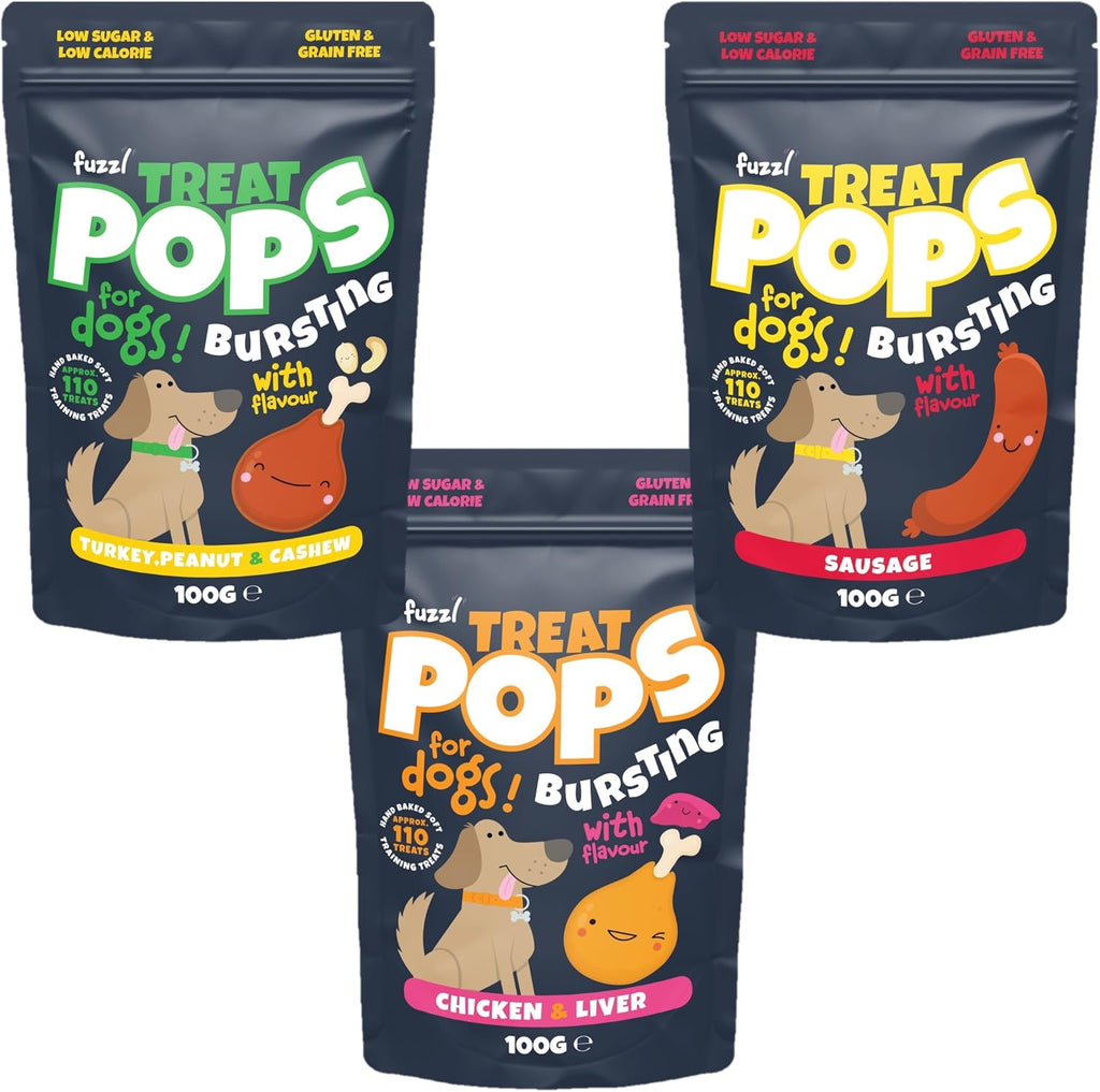 Treat Pops Natural Dog Treats Variety Pack 3 X 100G - Soft Baked Grain Free Dog Chews Biscuits - Training Treat for Small, Medium and Large Dogs