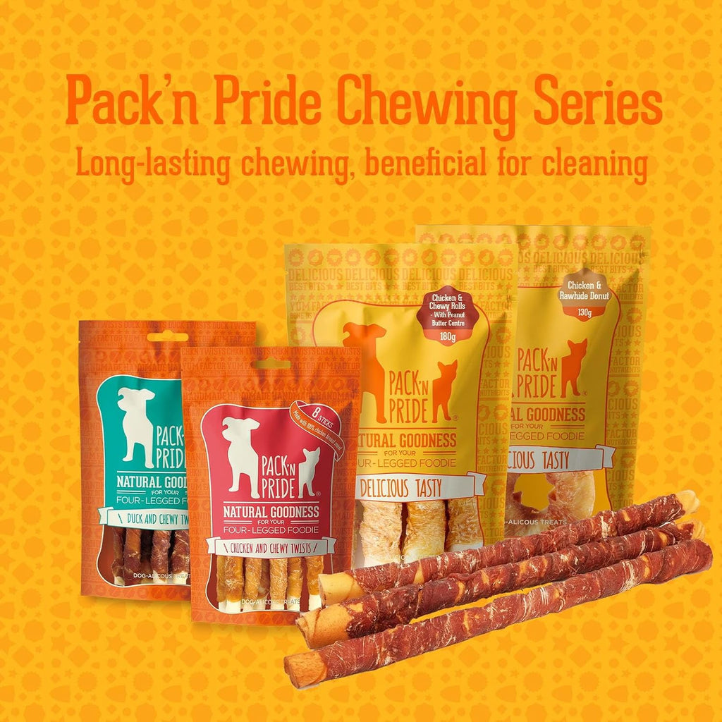 Dog Treats for Large Dogs, 2 Pack*315G (3 Sticks Included), Chicken Wrapped Rawhide Dog Chews Long Lasting, Low-Fat and High in Protein