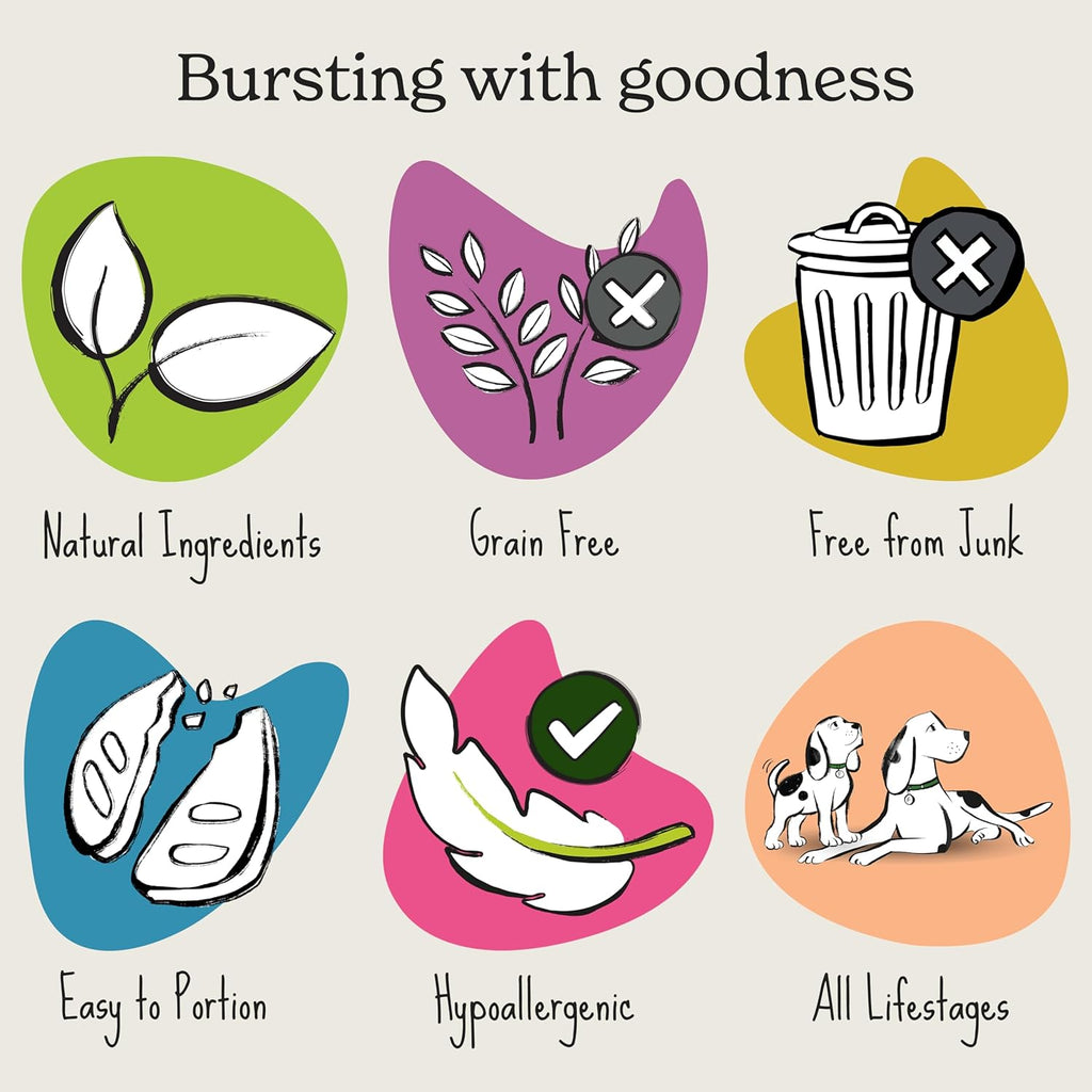 Natural Dog Treats (8 X 90G Bags) - Hypoallergenic & Grain Free Dog Treats with Turkey, Hand-Baked Soft Bites, Resealable Bags