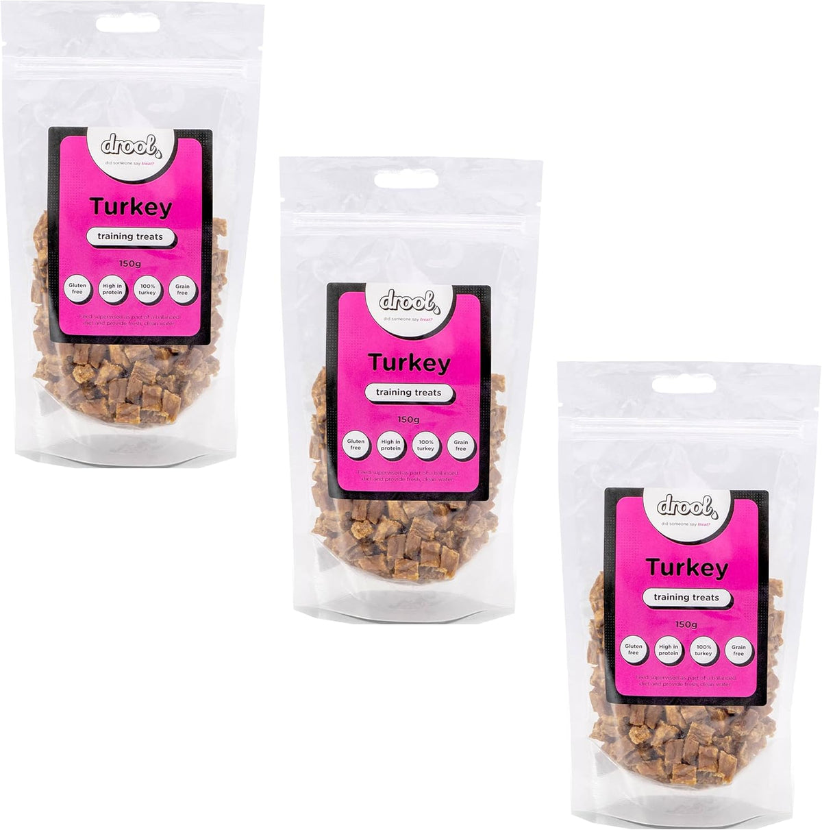 Pet Products Natural Air Dried Dog Treats | Dried Fresh Turkey | Grain Free Healthy Training Chews for Dogs | 3 X 150G
