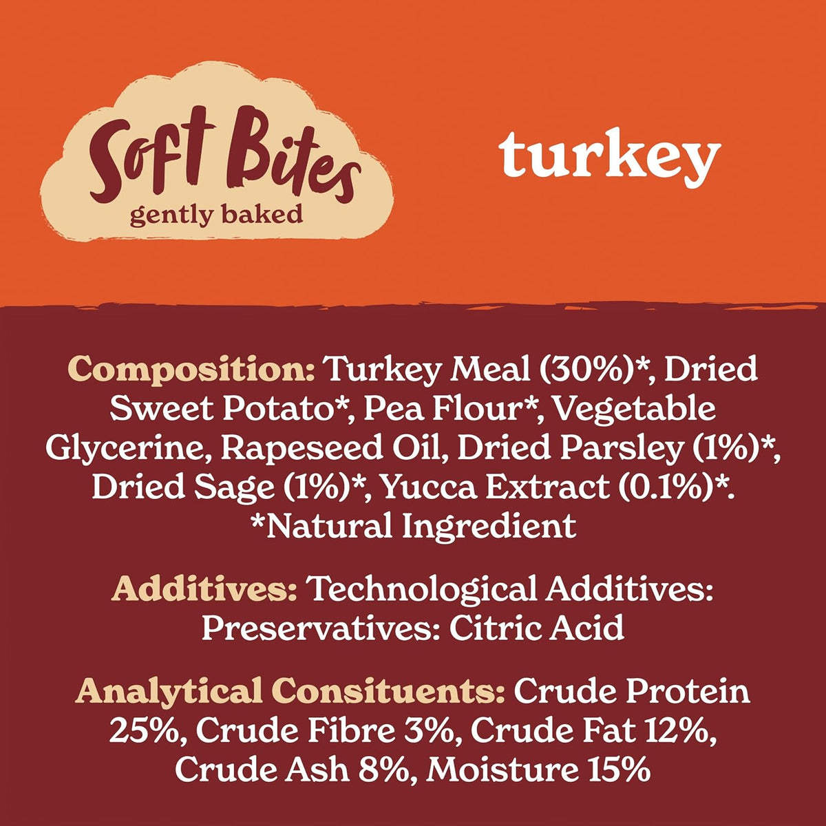 Natural Dog Treats (8 X 90G Bags) - Hypoallergenic & Grain Free Dog Treats with Turkey, Hand-Baked Soft Bites, Resealable Bags