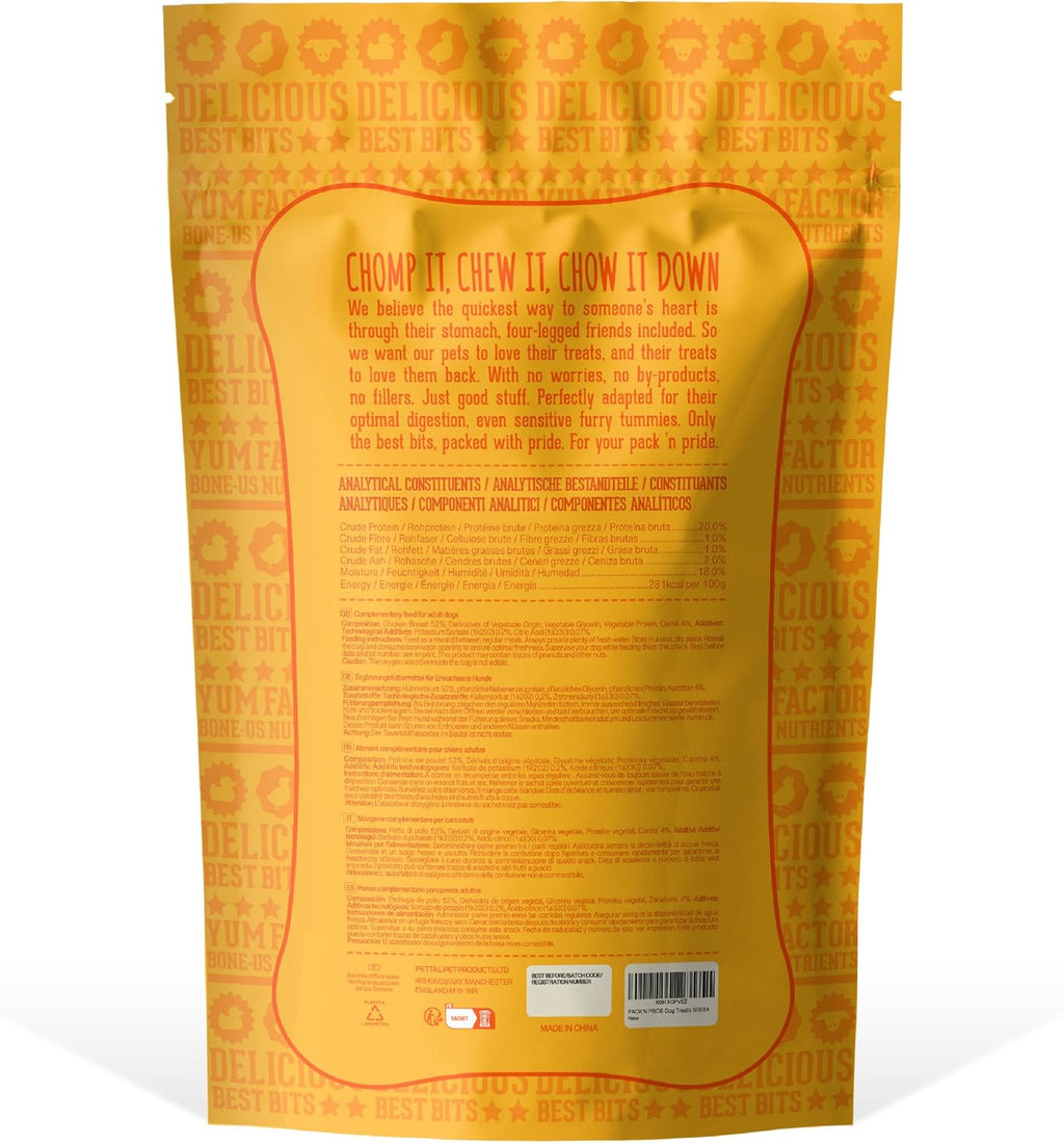 Dog Treats with Carrots, 3 Pack*320G Rawhide Free Dog Chews, Low in Fat and Hign in Protein, Pure Natural Ingredients
