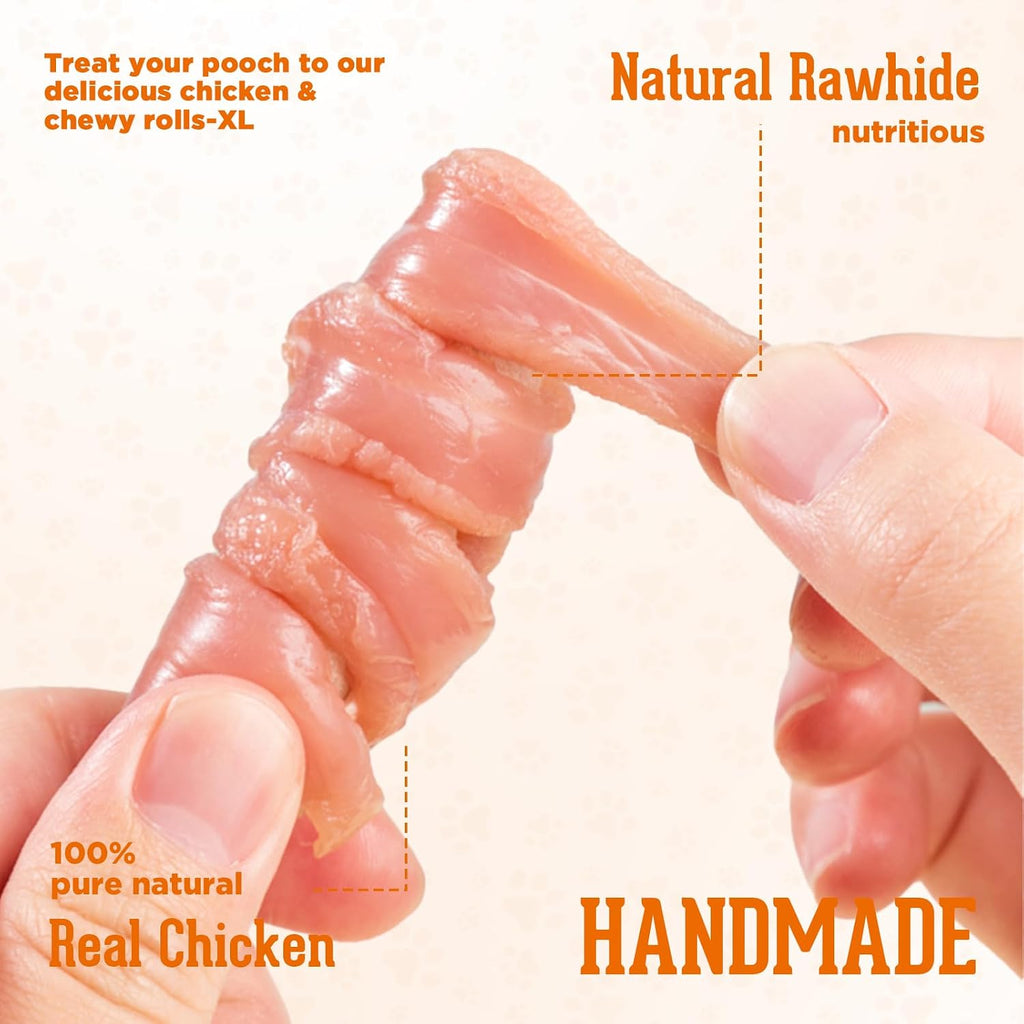 Dog Treats for Large Dogs, 2 Pack*315G (3 Sticks Included), Chicken Wrapped Rawhide Dog Chews Long Lasting, Low-Fat and High in Protein