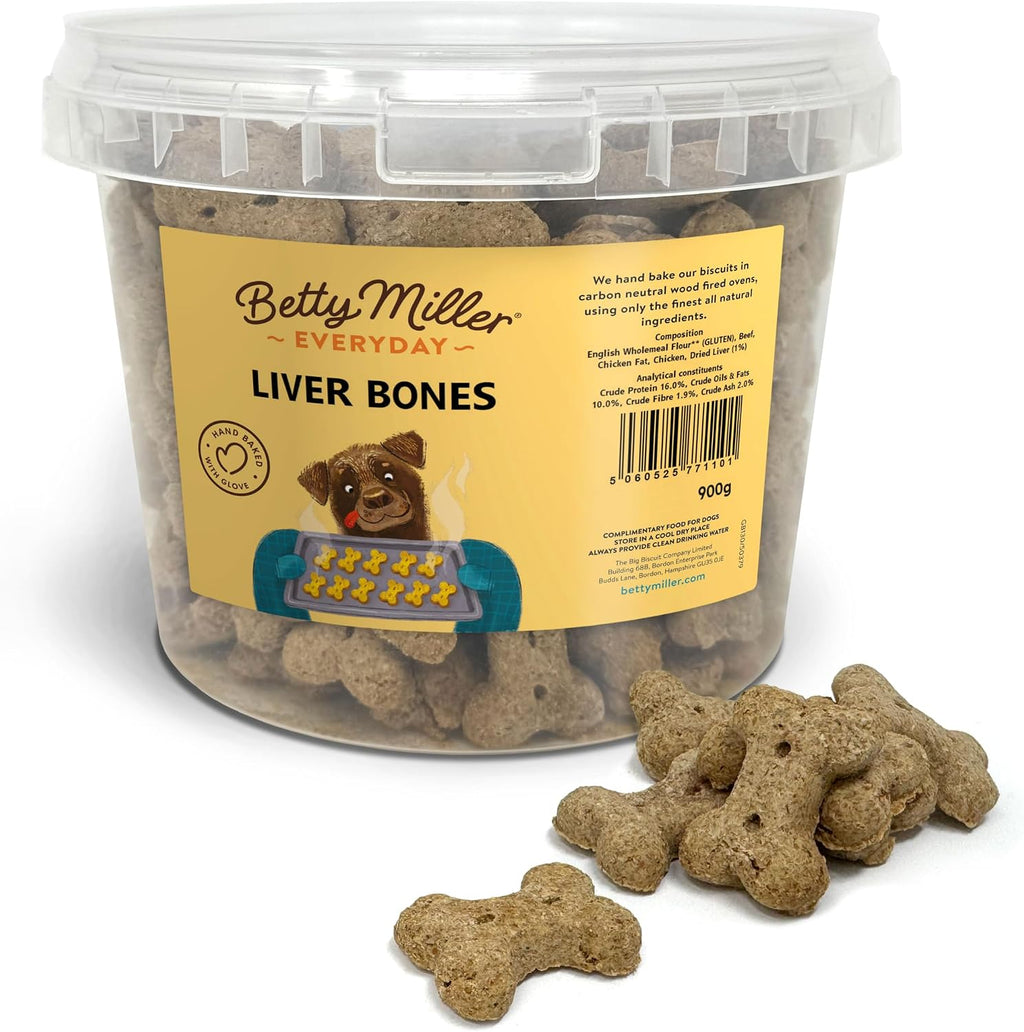 Dog Treats - Liver Bones 900G - British Baked Dog Biscuits - Liver Treats for Dogs