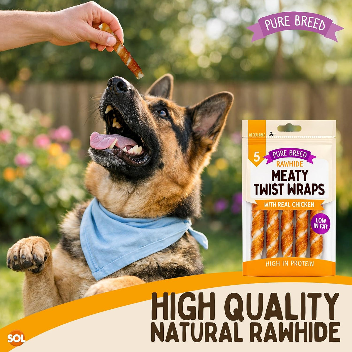 Pure Breed 10X Chicken Twists Dog Treats for Medium Dogs in 2X Resealable 50G Bags Meaty Chicken Chews Low Fat High Protein Training Pup Rewards for Travel & Walks Tasty Rawhide Chew Sticks 2Pk X 5