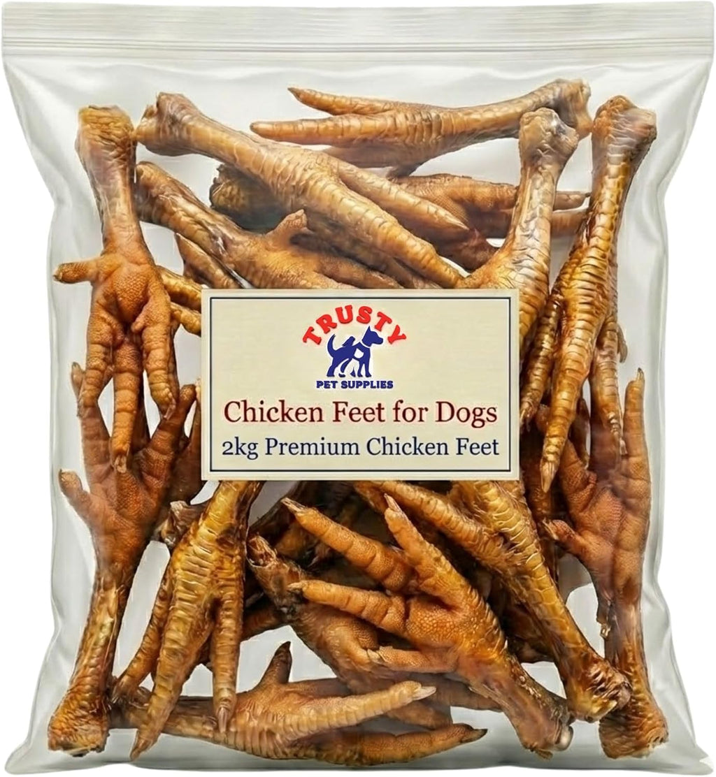 Chicken Feet for Dogs - 2Kg | Natural Dog Treat | Hypoallergenic & Grain Free | High in Glucosamine & Calcium | Natural Chews | Chicken Feet Dog Treats for Large & Small Dogs | by  Pet Supplies