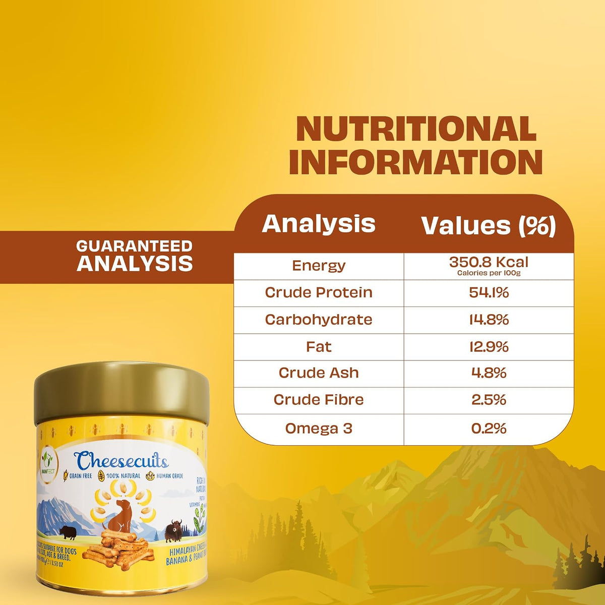 Pawfect Cheesecuits - Cheese Biscuits with Banana and Peanut Butter for Dogs Dog Treats - Grain-Free - Hypoallergenic - Rich in Antioxidants - Dog Training Treats (100G/3.53Oz)