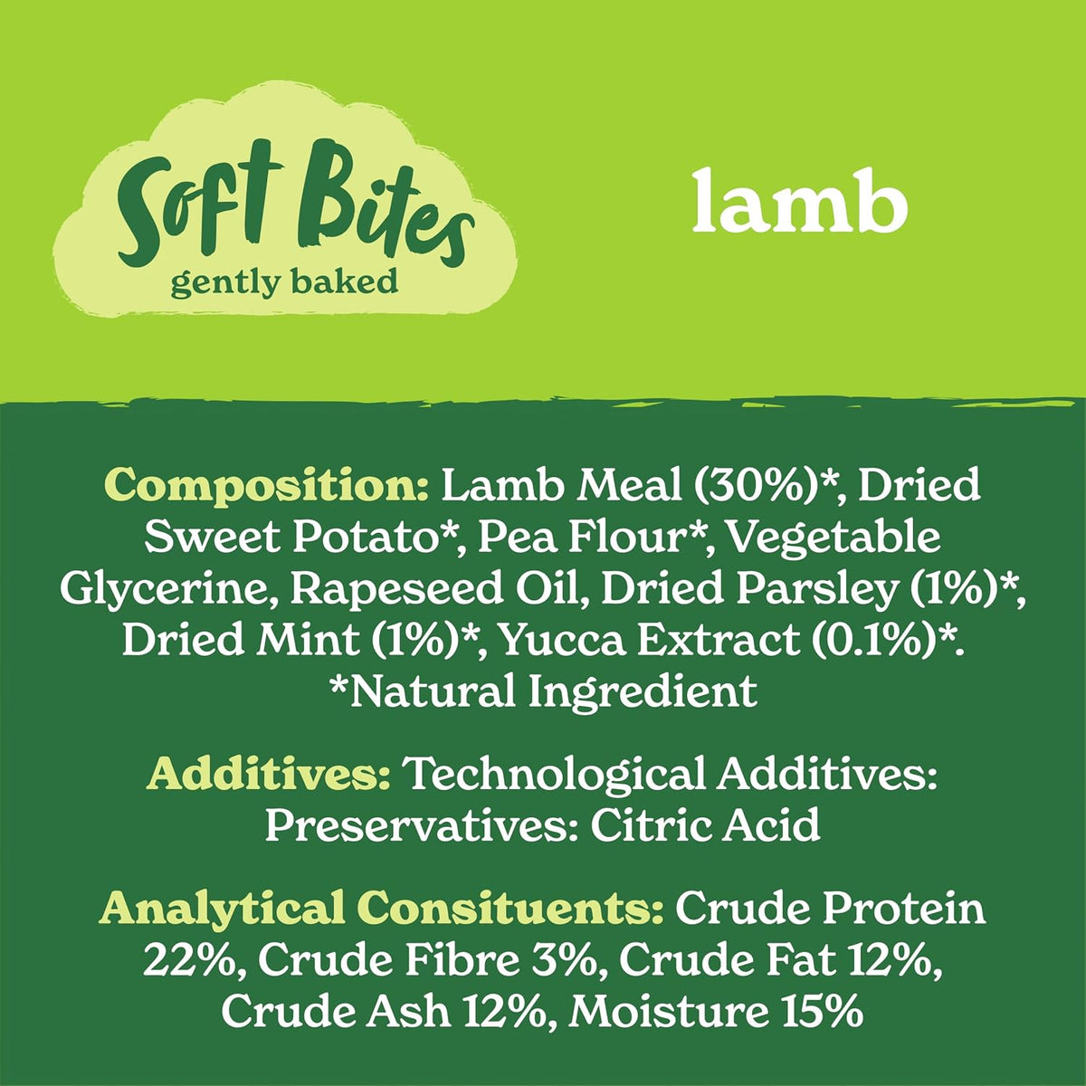 Natural Dog Treats (8 X 90G Bags) - Hypoallergenic & Grain Free Dog Treats with Lamb, Hand-Baked Soft Bites, Resealable Bags