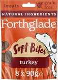 Natural Dog Treats (8 X 90G Bags) - Hypoallergenic & Grain Free Dog Treats with Turkey, Hand-Baked Soft Bites, Resealable Bags