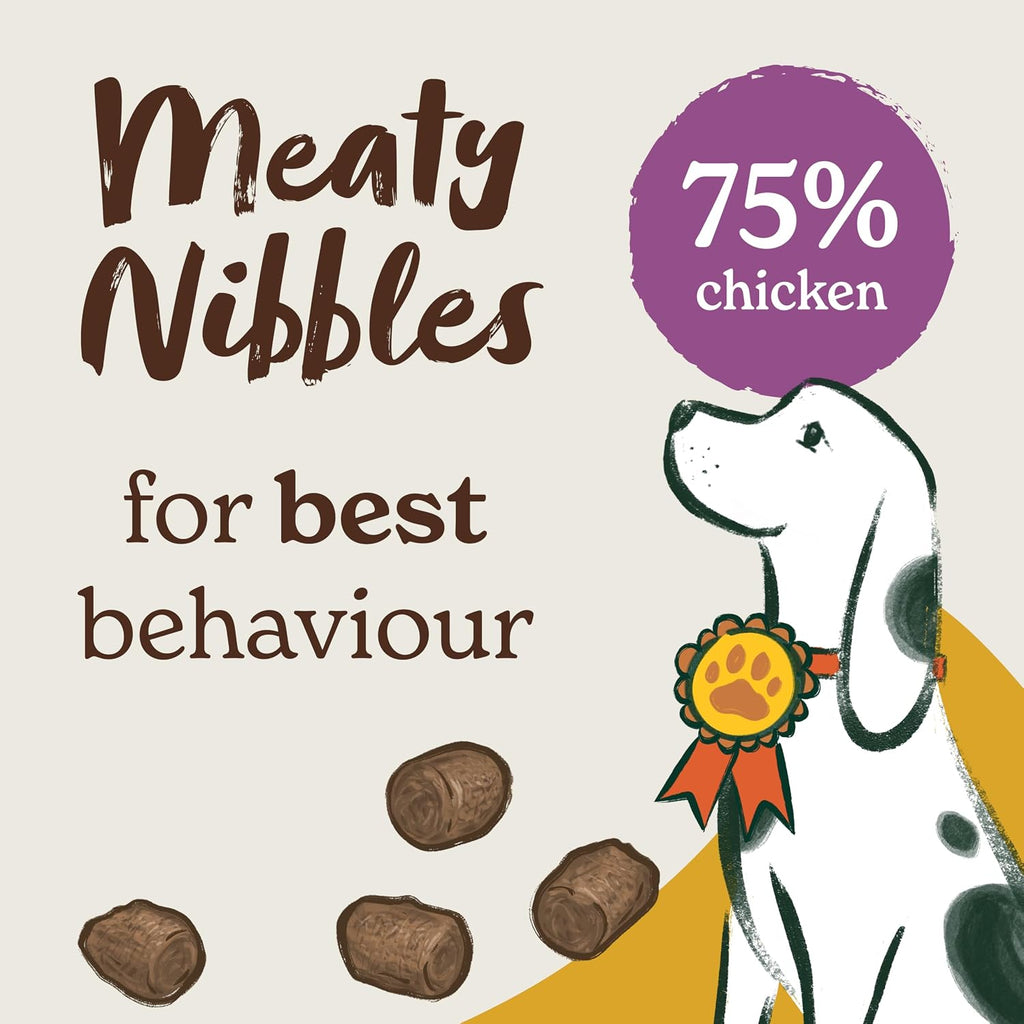 Meaty Nibbles (4 X 70G Bags) - Hypoallergenic & Grain Free Dog Treats with Chicken and Liver, Natural Dog Treats, Training Rewards with 75% Chicken