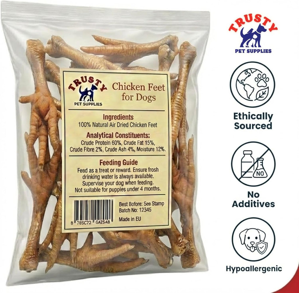 Chicken Feet for Dogs - 500G | Natural Dog Treat | Hypoallergenic & Grain Free | High in Glucosamine & Calcium | Natural Chews | Chicken Feet Dog Treats for Large & Small Dogs | by  Pet Supplies