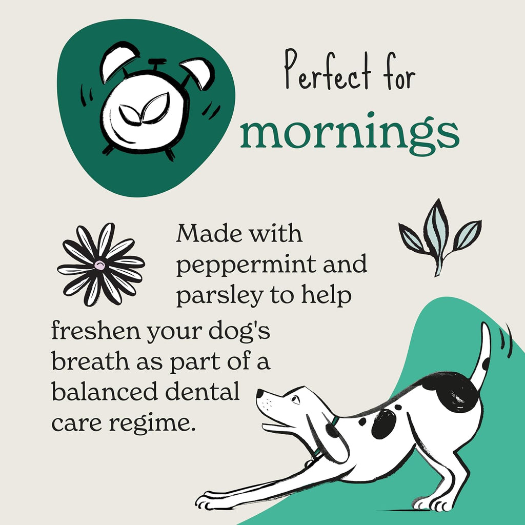 Natural Dog Treats (8 X 90G Bags) - Hypoallergenic & Grain Free Dog Treats with Chicken, Peppermint & Parsley, Fresh Breath Soft Bites, Resealable Bags