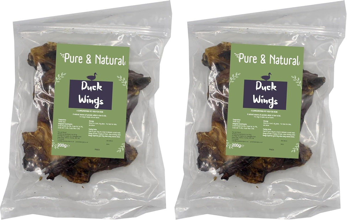 Treats for Dogs Duck Wings 200G - Hypoallergenic Dog Treats Bulk, All Natural Dog Chews, Duck Jerky for Dogs, 100% Natural Dog Treats Sensitive Stomach (Pack of 2)