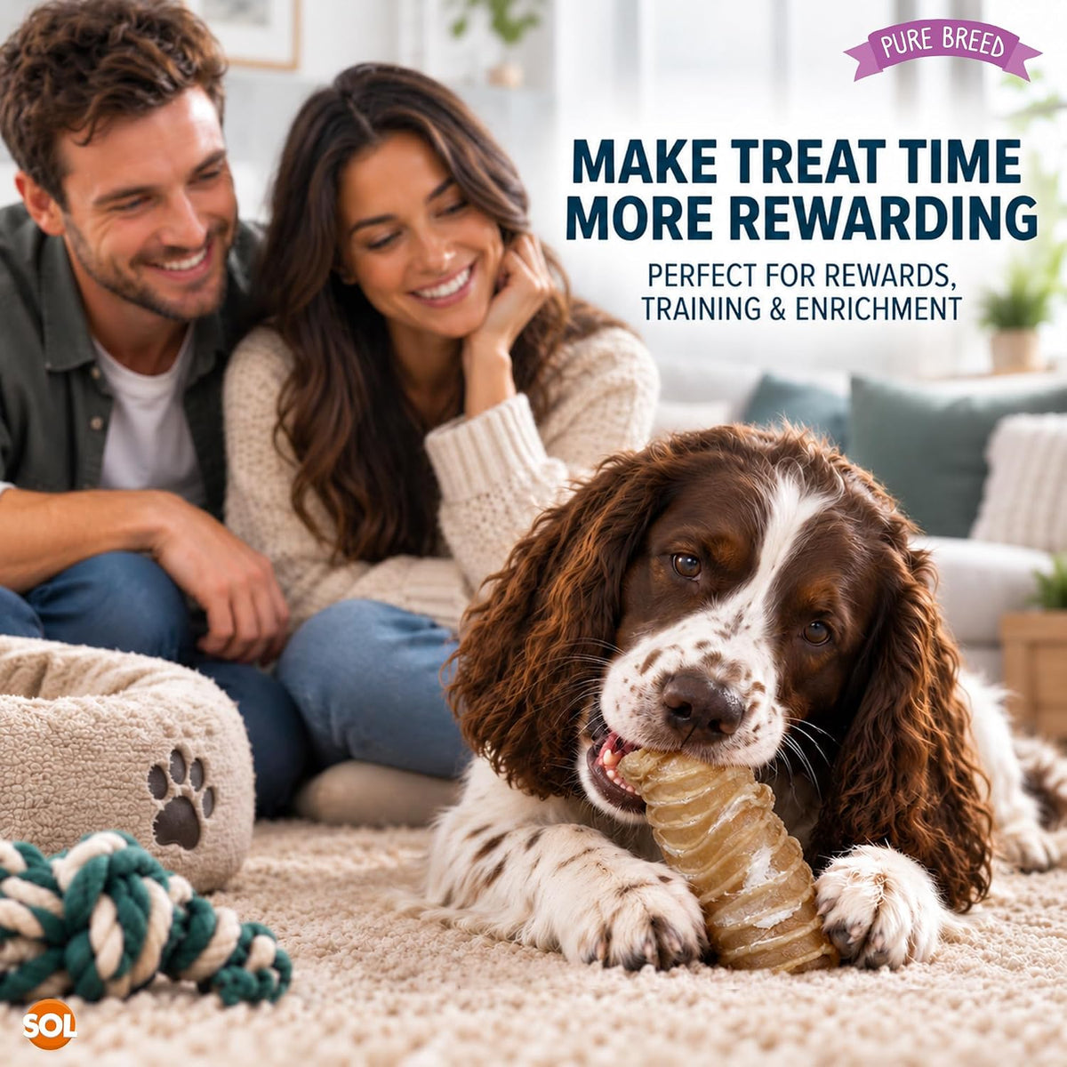 Pure Breed 5Pk Beef Trachea for Dogs Natural Dog Treats 250G