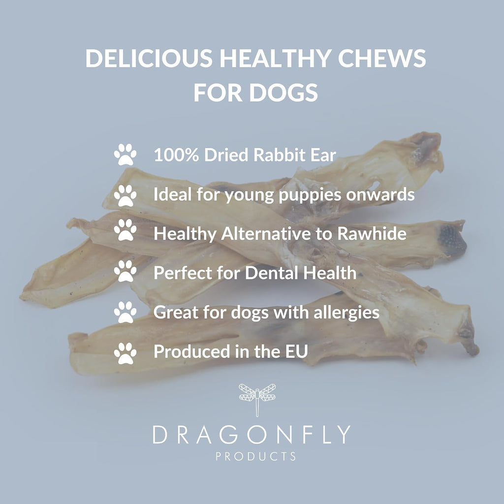 Rabbit Ears without Fur for Dogs & Puppies, Natural Chew