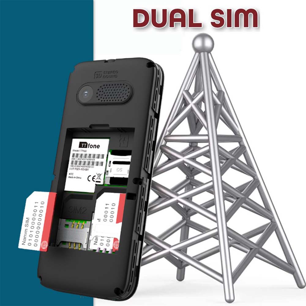 TTfone TT150 Red Dual SIM with Mains Charger, Giffgaff Pay As You Go