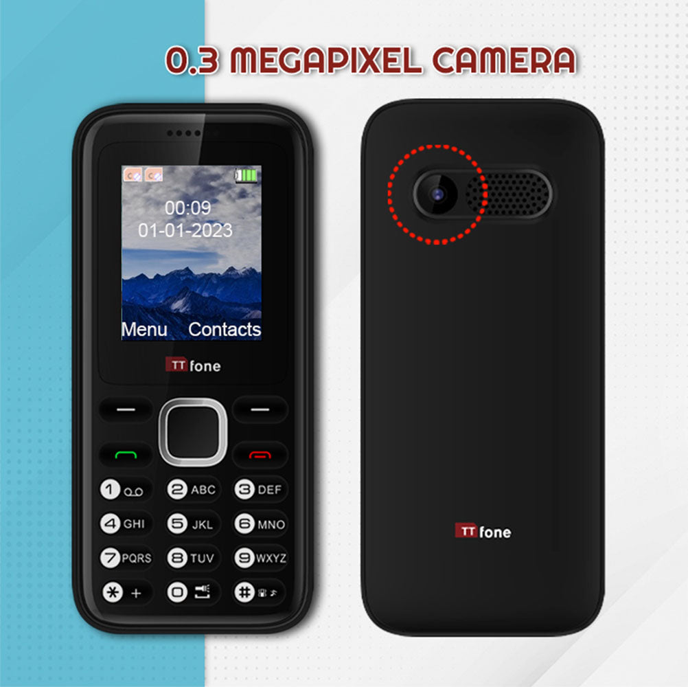 TTfone TT150 Red Dual SIM with Mains Charger, Giffgaff Pay As You Go
