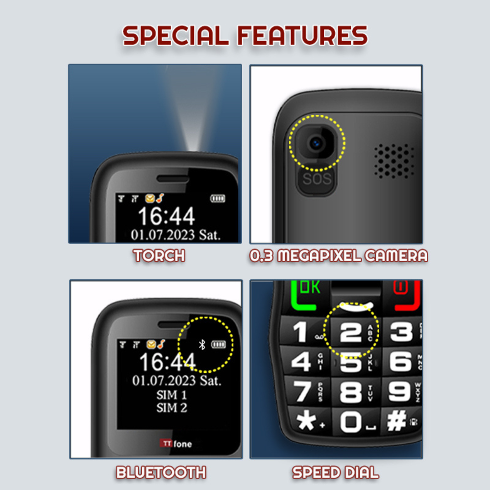 Returned Resale - TTfone TT220 Big Button Mobile with USB Cable, O2 Pay As You Go