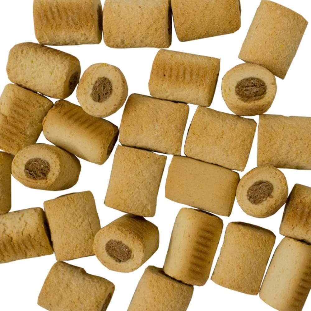 Marrowbone Rolls Dog Treat - Crunchy Biscuits & Snacks with Meaty Center - Marrow Bone Puppy Treats & Bedtime Biscuits for Dogs - 1 Litre Resealable Tub (Pack of 2)