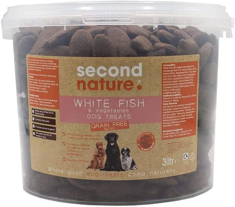Grain Free Dog Treats Fish & Vegetable 3L - Natural Dog Training Treats, Dog Biscuits & Snacks, & Healthy Dog Treats for Small Dogs & Large