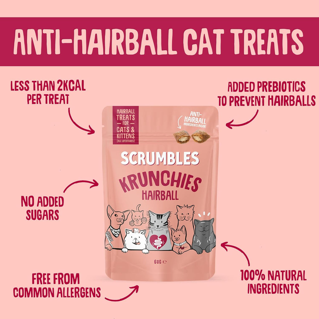 Anti-Hairball Krunchies Cat Treats 60G (Pack of 4)