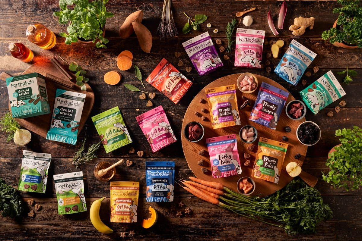 Natural Dog Treats (8 X 90G Bags) - Hypoallergenic & Grain Free Dog Treats with Lamb, Hand-Baked Soft Bites, Resealable Bags