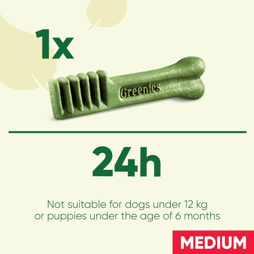 Greenies Original Adult Regular Dog Treats 12 X Dental Chews 340G (Pack of 6)