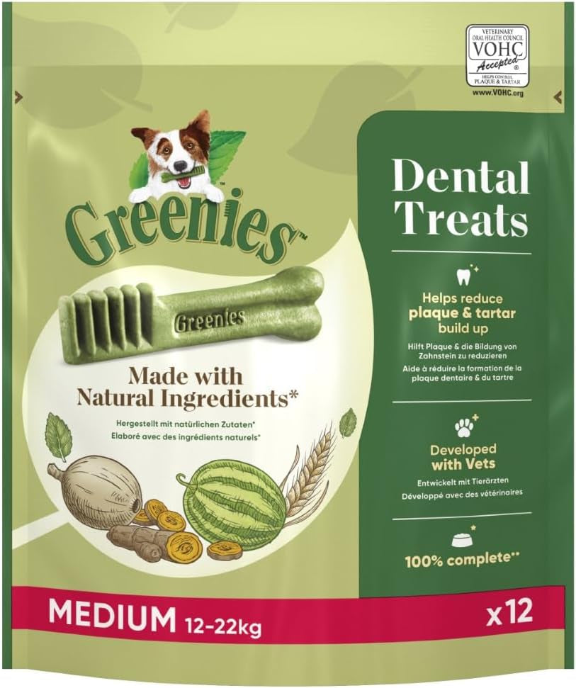 Greenies Original Adult Regular Dog Treats 12 X Dental Chews 340G (Pack of 6)