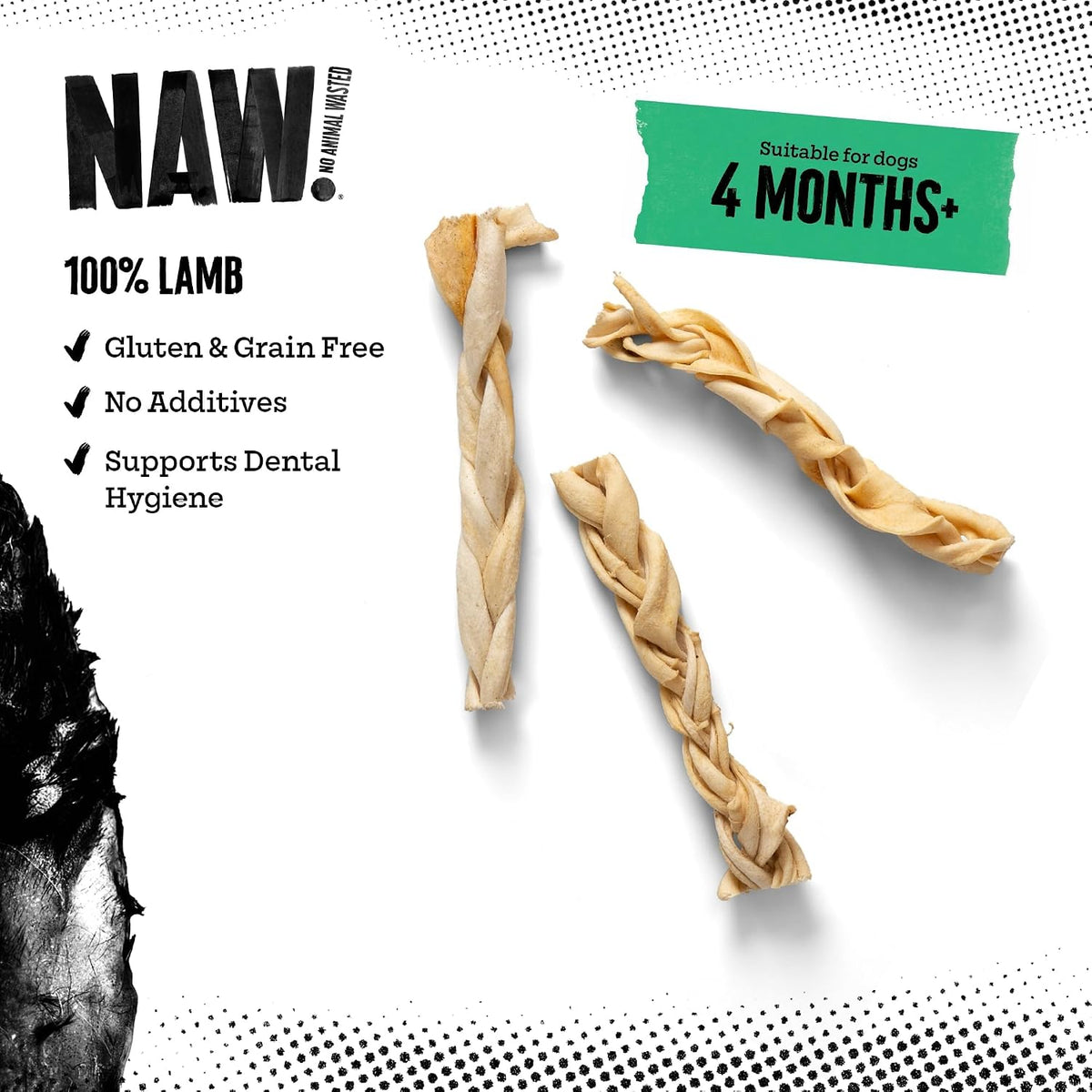 Lamb Braids for Dogs, 240G (2 Packs of 120G). Premium Braided Lamb Dog Chews Made from 100% Natural Lamb to Support Healthy Dental Hygiene