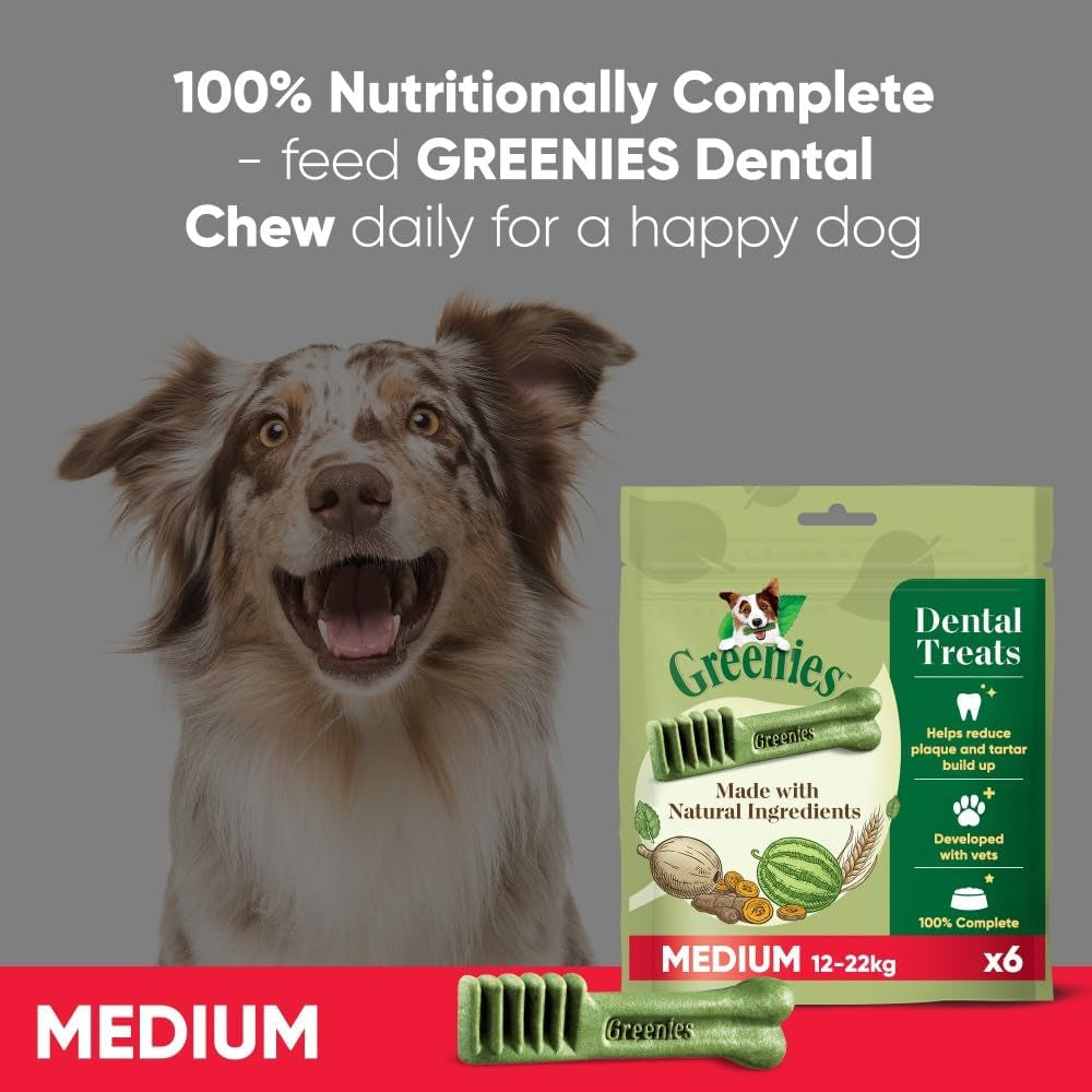 Greenies Original Adult Regular Dog Treats 12 X Dental Chews 340G (Pack of 6)
