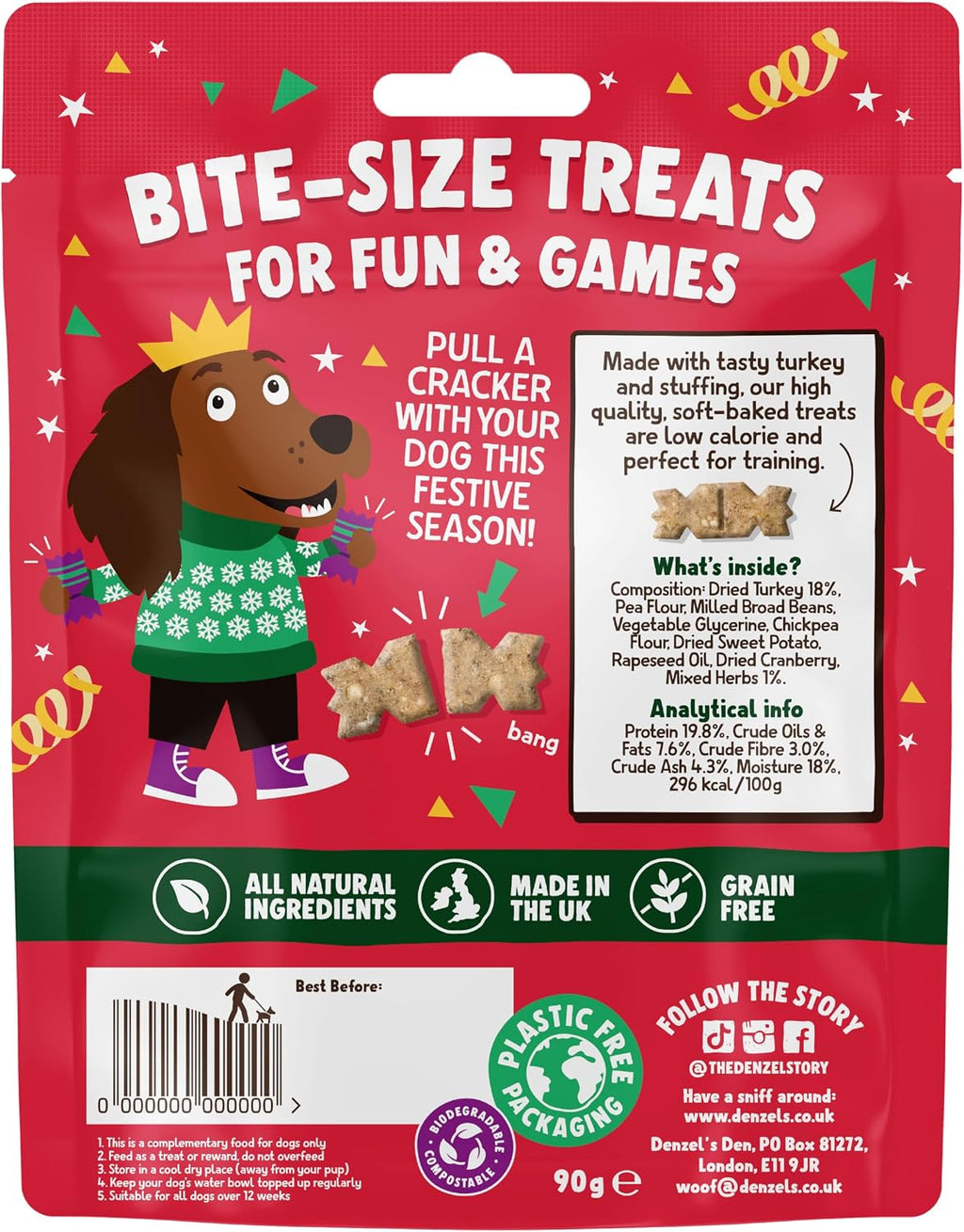 All Natural Dog Treats - Crimbo Crackers - Turkey & Stuffing Dog Treats (6 X 90G)