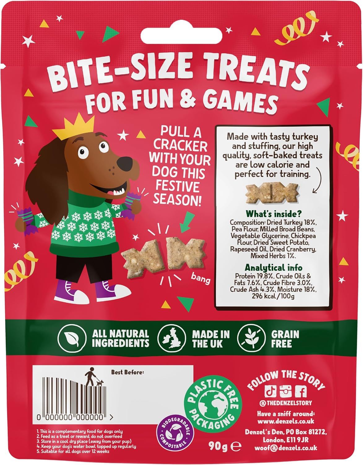 All Natural Dog Treats - Crimbo Crackers - Turkey & Stuffing Dog Treats (6 X 90G)