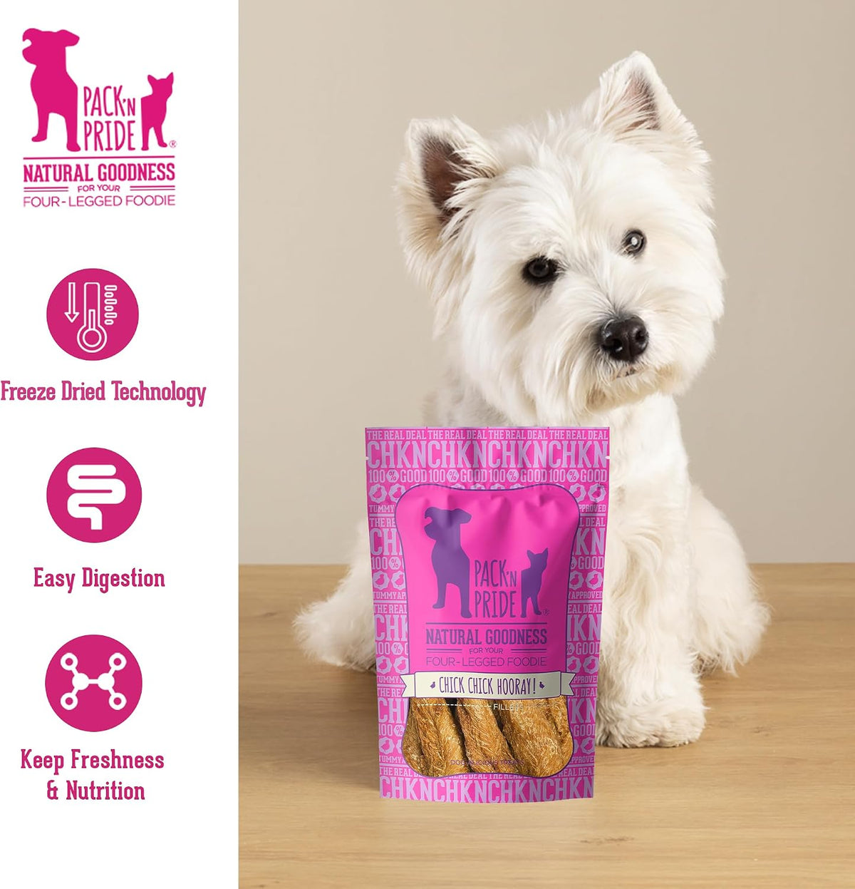 Dog Treats, 3X100G Freeze-Dried Chicken Dog Chews